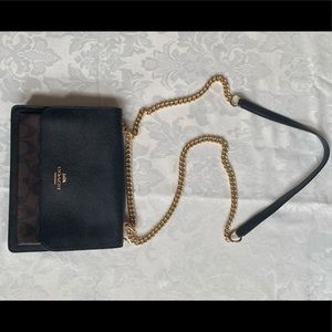 Coach black & brown leather crossbody